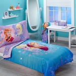 Disney Frozen Magical Sisters 4 Piece Toddler Bedding Set, Pink/Purple/Blue