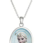 Disney Girls’ Frozen Silver-Plated Elsa Crystal Shaker Pendant Necklace
