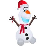 Larger 6 ft tall Olaf with scarf and Candy Cane Disney Frozen Outdoor Lawn Air Inflatable Gemmy Christmas Blow up with Internal lighting