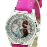 Disney Kids’ Frozen Anna and Elsa Rhinestone-Accented Watch with Hot Pink Band