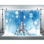 7×5 Photo Backdrop Newborn Baby First Birthday Tabletop Banner White Snowflake Castle Christmas Party Photo Background Kids Cloth No Wrinkle