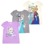 Disney Princess T-Shirts for Girls – 3 Pack Short Sleeve Graphic Tees 3T Grey