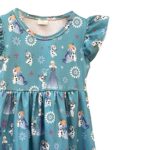 Adorable Little Kid Girls Princess Collection Dress, Fit for 2-10 Years Toddler Girls, Flutter Sleeves, Knee Length XXX-Large/Blue-Green