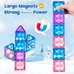 BENOKER 102pcs Frozen Castle Magnetic Tiles – 3D Diamond Building Blocks, STEM Educational Kids Toys for Pretend Play, 3 4 5 6 7 8 Year Old Girl Birthday Gifts for Your Princess and Prince