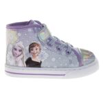 Disney Frozen Queen Elsa and Anna Sneakers – Casual Kid Girls Canvas Cartoon Character Shoes – Purple (Size 8 Toddler)