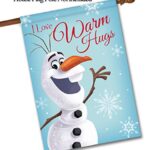 Flagology.com, Disney Olaf Love Warm Hugs – House Flag 28″ x 40″, Exclusive Fabric, Officially Licensed Disney, Winter, Frozen