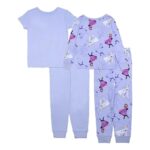 Disney Girls’ 4-Piece Snug-fit Cotton Pajama Set, Soft & Cute for Kids, Frozen Sisters