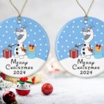 Olaf1 Snowman Merry Christmas 2024 Ornament – Christmas Ornament Gifts for Kids- Friend -Family – Dis-Ney Ornament – 1St Christmas Ornament – Olafornament Fro-Zen 2 Printed on Both Sides