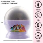 Idea Nuova Disney Princess Rotating LED Projection Kids Lamp and Nightlight 4.88″x 4.88″x 5.5″