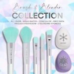 Disney Frozen 7PC Premium Makeup Brush & Blender Set, All-over, Highlighter, Concealer, and Eyeshadow Brush, 2 Beauty Blender Sponges for women and girls by Belle Maison