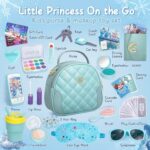 Play Purse for Little Girl, Princess Frozen Toy Purse with Accessories, Pretend Makeup Set, Handbag, Wallet, Water Bottle, Birthday Toy for Girl 3 4 5 6 7 8 Year Old