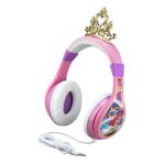 Disney Princess Kids Headphones, Adjustable Headband, Stereo Sound, 3.5Mm Jack, Wired Headphones for Kids, Tangle-Free, Volume Control, Foldable, Childrens Headphones Over Ear for School Home, Travel