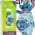 Accutime Kids Disney Lilo and Stitch Blue Digital LCD Quartz Childrens Wrist Watch for Boys, Girls, Toddlers with Multicolor Graphic Strap (Model: LAS4019AZ)