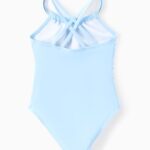 Disney Frozen Girls Swimsuits Elsa and Anna UPF 50+ One Piece Bathing Suits Sport Summer Beach Swimwear Blue Quick Dry for Toddler Girls Size 4-5T