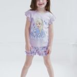 Disney Frozen Elsa Toddler Girls Tank Top and French Terry Shorts Outfit Set Purple 3T