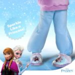 Disney Frozen Elsa & Anna Girls Slippers – Plush Non-Slip Comfy Fluffy Lightweight Warm Comfort Soft Aline Indoor House Slippers – Purple (Toddler 5-6)