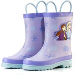 Disney Frozen 2 Girls Anna and Elsa Purple Rubber Easy-On Rain Boots – Size 8 Toddler