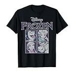 Disney Frozen Blue Hue Character Portrait Grid Panels T-Shirt