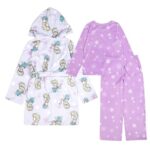 Disney Girls’ 3-Piece Bathrobe & Loose-fit Pajama Set, Soft & Cute for Kids, Frozen Sisters, 4