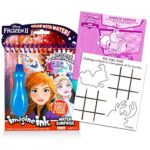 Disney Frozen Paint with Water Super Set for Girls Kids Bundle ~ Deluxe Mess-Free Book with Water Surprise Brush with Mini Coloring Book and Stickers (Disney Frozen Party Supplies)