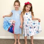 Disney Frozen Elsa&Anna Toddler Girl Dresses 2 Pack White Sleeveless and Blue Ruffle Sleeve Character Print Dress Set Birthday Summer Clothes 4-5T