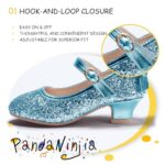 PANDANINJIA Girls Toddler/Little Kid Jada Dress Mary Jane Pumps with Heels Bow Party Wedding Princess Shoes (Blue Sequin, 3 M US Little Kid)